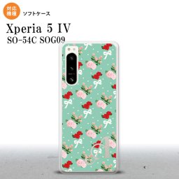 Xperia 5IV Xperia5IV スマホケース 背面ケースソフトケース 花柄 バラ リボン ターコイズ +アルファベット 2022年 10月発売 nk-xp54-tp244i