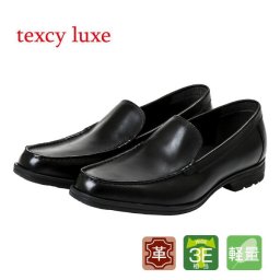 再販無し テクシーリュクス アシックス商事 texcy luxe 本革 革靴 カジュアル ビジネスシューズ モカシン スリッポン スニーカー 黒 ブラック 消臭 クッション 3E 滑り止め 防滑 ロングノーズ スーツ 靴 actu7015t