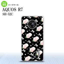 SH-52C AQUOS R7 スマホケース 背面ケース ハードケース 花柄 バラ リボン 黒 +アルファベット 2022年 7月発売 nk-r7-257i