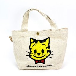オサムグッズ キャットフェイス帆布ミニトートバッグ OSAMUGOODS ランチトート ナチュラル 刺繍