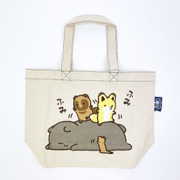 タヌキとキツネ 刺繍B4トートバッグ