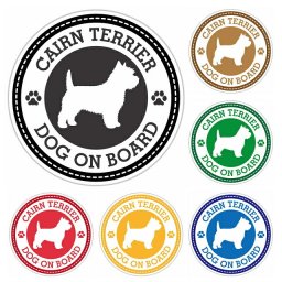 名入れ可 セーフティサイン ステッカー Dog on board CAIRN TERRIER ケアーンテリア 全6色 直径13cm あおり運転 対策 カーステッカー シール 自動車用 屋外 屋内 防水 安全対策 カーサイン 肉球マーク