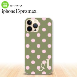 iPhone13ProMax iPhone13 Pro Max ケース ハードケース ドット 水玉 B モスグリーン +アルファベット iPhone13 プロ マックス 6.7インチ おしゃれ かわいい メンズ レディース キッズ デザインたくさん nk-i13pm-832i