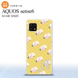 SH-54B SHG05 AQUOS sense6 スマホケース ソフトケース 花柄 バラ 編み 黄 +アルファベット メンズ レディース nk-sens6-tp265i
