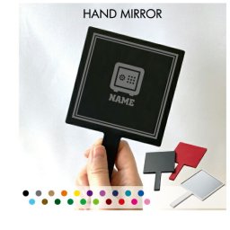「銀行1」名入れ手鏡 コンパクトミラー メイク道具 携帯ミラー ハンドミラー スクエア シンプル 可愛い コスメ 美容 ミラー 鏡 JKグッズ 卒業記念品 お揃い 思い出 名入れグッズ 角型 金融機関　金庫　バンク