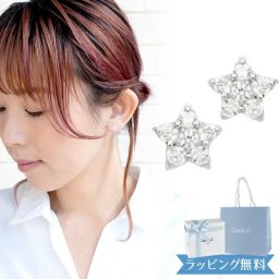 オープンSALE！5％値下げ中 リボン済＆紙袋 4°c ピアス カナル ヨンドシー 正規品 レディース 星モチーフ canal4℃ 4度 4c 女性 プレゼント ギフト K10ホワイトゴールド 祝い 喜ばれるギフト