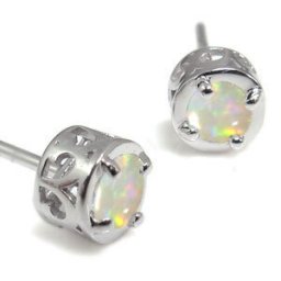 オパール ピアス 10月誕生石 一粒 シンプル オパールピアス K18