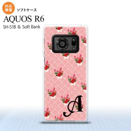 SH-51B AQUOS R6 AQUOS R6 スマホケース ソフトケース 花柄 バラ 編み ピンク +アルファベット メンズ レディース nk-r6-tp266i