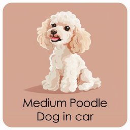 名入れ可 Medium Poodle ミディアムプードル カーステッカー シール 犬 パステル くすみカラー スタイル アニメ風 13x13cm 正方形 防水 屋外 屋内 ドッグオンボード デカール