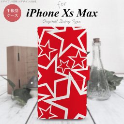 iPhone XS Max 手帳型 スマホ ケース カバー アイフォン 星 赤×白【アイフォーン XS マックス,iPhone,XS,Max,メール便 送料無料】