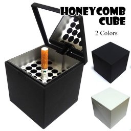 卓上灰皿 火が消える ハニカムキューブ ブラック ホワイト 灰皿 タバコ おしゃれ 喫煙具 瞬間消火 蓋つき インテリア 黒 白 メンズ プレゼント ギフト