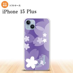 iPhone15 plus iPhone15 plus スマホケース 背面ケースソフトケース 花柄 サクラ C 紫 +アルファベット 2023年 9月発売 nk-i15pl-tp064i
