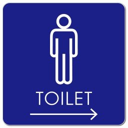 トイレ 御手洗 TOILET トイレマーク G2男 右 矢印 ピクトサイン マグネットステッカー マグネット 強力 正方形 13x13cm サイン インテリア 施設 案内