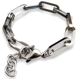 [あなたと私の宝石箱] ブレスレット 男女兼用 ペーパークリップデザイン STAINLESS SILVER 18cm＋3cm 約20gユニセックスタイプ 9238