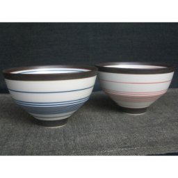 【有田焼】　呉須錆線紋(赤・青)　夫婦茶碗