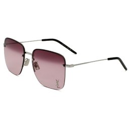 サンローラン SAINT LAURENT サングラス ノーズパット UVカット アイウェア スクエア SL 312 M 011 メンズ レディース ユニセックス シルバー+ブラック+パープルグラデーション 国内正規品