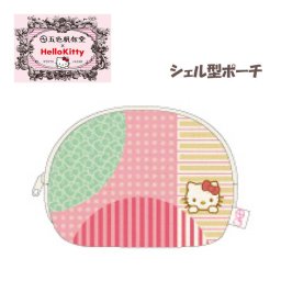 ポーチ　小物入れ　ＨｅｌｌｏＫｉｔｔｙ　日本製　キティちゃん　和柄　丸紋縞　赤　ピンク　ベージュ　緑　五色帆布堂　贈り物　プレゼント　ギフト