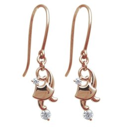 ダイヤモンド キャットピアス 猫 ピアス 10金 フックピアス