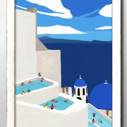 夏の風景 ハワイ Hawaii プール A3 サイズ ポスター アート おしゃれ 絵画 インテリア 北欧 イラスト マット紙 艶消し アートパネル 額 フレーム デザイン 壁掛け ギフト 新築祝い ディスプレイ 引越し祝い　新生活　空間デザイン