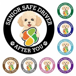 カーサイン 高齢者マーク SENIOR SAFE DRIVER シープー ステッカー シール 直径13cm 肉球 日本製 車
