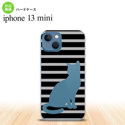 iPhone13mini iPhone13 mini ケース ハードケース 猫 ボーダー A 黒  nk-i13m-961