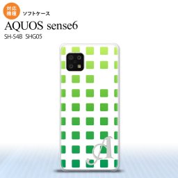 SH-54B SHG05 AQUOS sense6 スマホケース ソフトケース スクエア ドット 緑 +アルファベット メンズ レディース nk-sens6-tp1367i