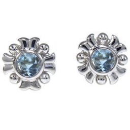 ピアス クロス アクアマリンサンタマリア ピアス 一粒 シンプル k18