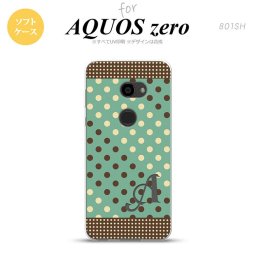 AQUOS zero アクオス ゼロ 801SH スマホケース カバー ソフトケース ドット・水玉 ミント×茶 イニシャル 対応 nk-801sh-tp1646i[スマホ,スマホケース,スマホカバー,ケース,カバー,ジャケット]