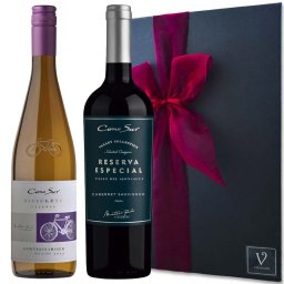 夏ギフト お中元 ワイン ギフト クリスマス ワイン ギフト 2本セット 「ゲヴュルツトラミネール ビシクレタ レゼルバ 白ワイン 中辛口 チリ」「カベルネソーヴィニヨン レゼルバ エスペシャルヴァレーコレクション 赤ワイン フルボディ チリ」750ml リボン化粧箱包装