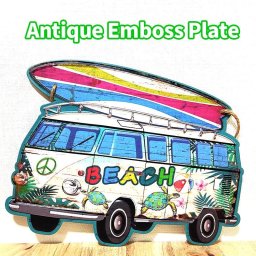 ブリキ看板 壁飾り ビーチワゴン アメリカン 吊り下げ カラフル 車 かっこいい サーフボード かわいい BEACH Wagon サーフィン おしゃれ ディスプレイ 雑貨 ビンテージ アンティーク レトロ インテリア ガレージ カフェ バー 店舗