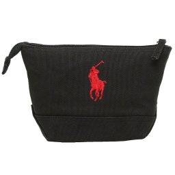 ポロ ラルフローレン POLO RALPH LAUREN ポニー ロゴ刺繍 ポーチ メイクポーチ マルチケース 959089A ZIP POUCH ブラック+レッド