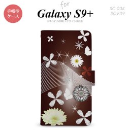 Galaxy S9+ SC-03K SCV39 手帳型 スマホケース ギャラクシー 花柄・ミックス（B） 茶【ギャラクシー S9プラス,Galaxy,S9+,SC-03K,SCV39,docomo,ドコモ,メール便 送料無料】