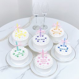 【選べる6色】＼お花柄／リボンキャンドル付きフラワーケーキ【メッセージ】【センイルケーキ】【記念日に】4号5号6号