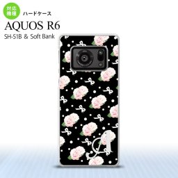 SH-51B AQUOS R6 AQUOS R6 スマホケース ハードケース 花柄 バラ リボン 黒 +アルファベット メンズ レディース nk-r6-257i