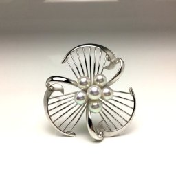 真珠 ブローチ パール アコヤ真珠 7.0-7.5mm ホワイトシルバーブルー（ナチュラル） シルバー 植物 67038 イソワパール