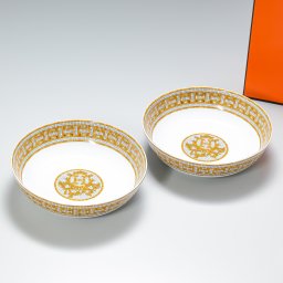 エルメス 食器 HERMES モザイク ヴァンキャトル ゴールド 17cm シリアルボウル ペア ペアボウル 026014P2 洋食器 26014P2 【スペシャルラッピング1100円(別売り)】 送別会 誕生日 お中元 還暦祝い 結婚祝い 結婚式 高級 父の日 母の日 即日発送 ホワイトデー