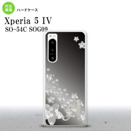 Xperia 5 IV Xperia5 IV スマホケース 背面ケース ハードケース 花柄 サクラ D 黒 +アルファベット 2022年 10月発売 nk-xp54-185i