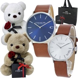 くまさんラッピング コーチ ペアウォッチ COACHショッパー付き ペア 腕時計 手表 ペアギフト おすすめ コーチ腕時計 手表 カップル 夫婦 彼氏 彼女 大人 ペア 喜ばれる ギフト サプライズ プレゼント 誕生日 記念日 成人 卒業 入学