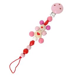 【ハイメス 木のホルダー ひも長タイプ ハートネズミ ピンク】木製 ドイツ製 HEIMESS ストラップ おしゃぶりホルダー ベビークリップ出産祝い おでかけ 0歳 乳児 ベビーカー 202106