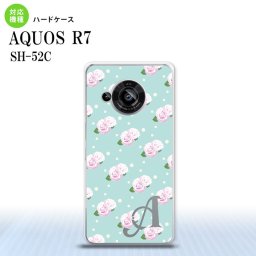 SH-52C AQUOS R7 スマホケース 背面ケース ハードケース 花柄 バラ ドット 水色 +アルファベット 2022年 7月発売 nk-r7-261i