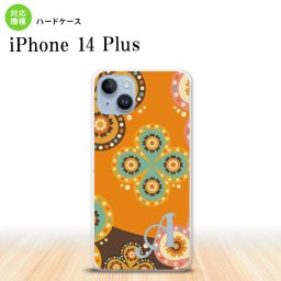 iPhone14 plsu iPhone14 plsu スマホケース 背面ケース ハードケース エスニック 花柄 オレンジ 茶 +アルファベット 2022年 10月発売 nk-i14pl-1584i