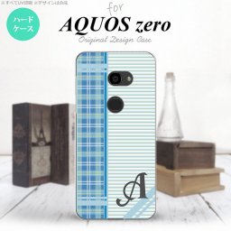 AQUOS zero アクオス ゼロ 801SH スマホケース カバー ハードケース チェック・ボーダー 青 イニシャル 対応 nk-801sh-1604i[スマホ,スマホケース,スマホカバー,ケース,カバー,ジャケット]