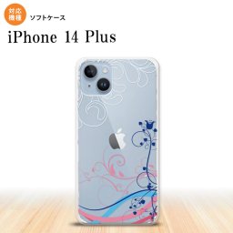 iPhone14 plsu iPhone14 plsu スマホケース 背面ケースソフトケース 草 ボタニカル 青 ピンク 2022年 10月発売 nk-i14pl-tp1622