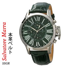 【送料無料】（お取り寄せ）腕時計メンズ【Salvatore Marra】サルバトーレマーラ ウォッチ レザーベルト アナログ カレンダー 24時間計 マルチファンクション SM23101-SSGR お祝い 卒業 入学 就職 退職 ギフト[SM23101-SSGR]