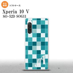 Xperia10V Xperia10V スマホケース 背面ケースソフトケース スクエア モザイク ターコイズ +アルファベット 2023年 7月発売 nk-xp105-tp1017i