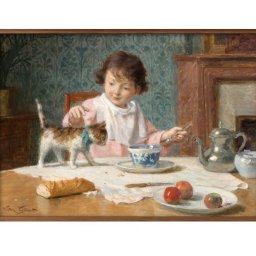 ヴィクトール ジルベール 猫と女の子 A3 サイズ ポスター アート おしゃれ 絵画 インテリア 北欧 イラスト マット紙 艶消し アートパネル 額 フレーム デザイン 壁掛け ギフト 新築祝い ディスプレイ 引越し祝い　新生活　空間デザイン 