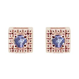 ピアス スクエア シンプル タンザナイト 12月誕生石 スタッドピアス レディース 10k 両耳用 母の日 2024