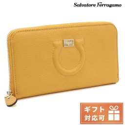 フェラガモ 長財布ラウンドファスナー レディース FERRAGAMO CALF カーフ イタリア 22-C843 イエロー系 財布