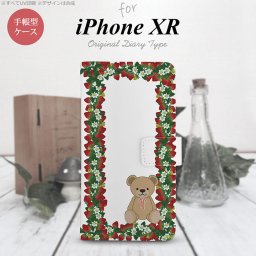 iPhoneXR iPhone XR 手帳型スマホケース カバー くま イチゴ クリア  nk-004s-ipxr-dr1509