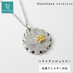ハワイアンジュエリー ネックレス ステンレス 金属アレルギー レディース メンズ 男女兼用  ティアドロップ サージカルステンレス つけっぱなし あずきチェーン ペンダント ハワイアン ハワジュ テラグラティア Terra-gratia【gpss1560styg】単品